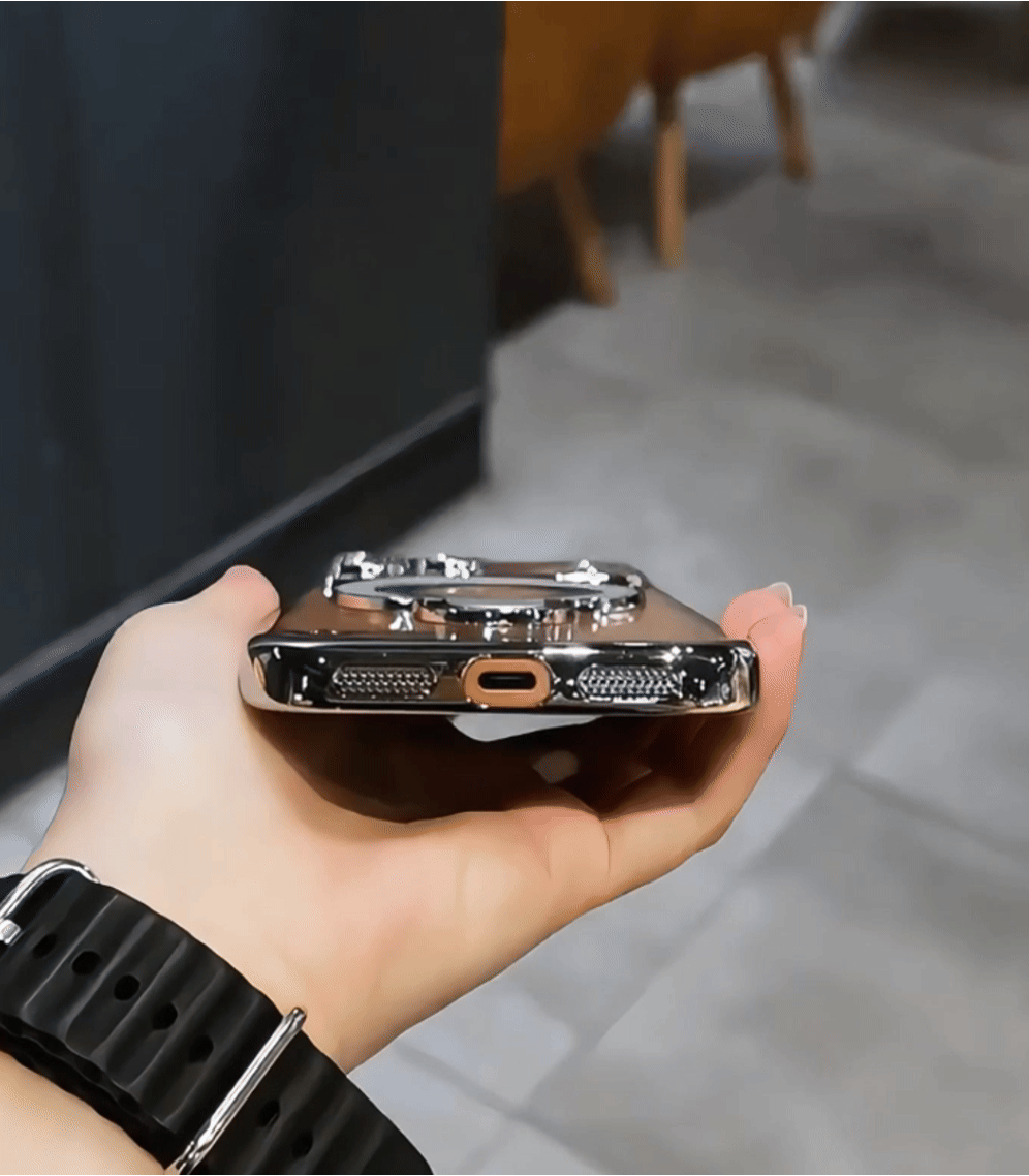 Ultra-Slim Frameless Magnetic Stand Case with Glass Lens Protector for Apple iPhone 17 / 16 / 15 Series