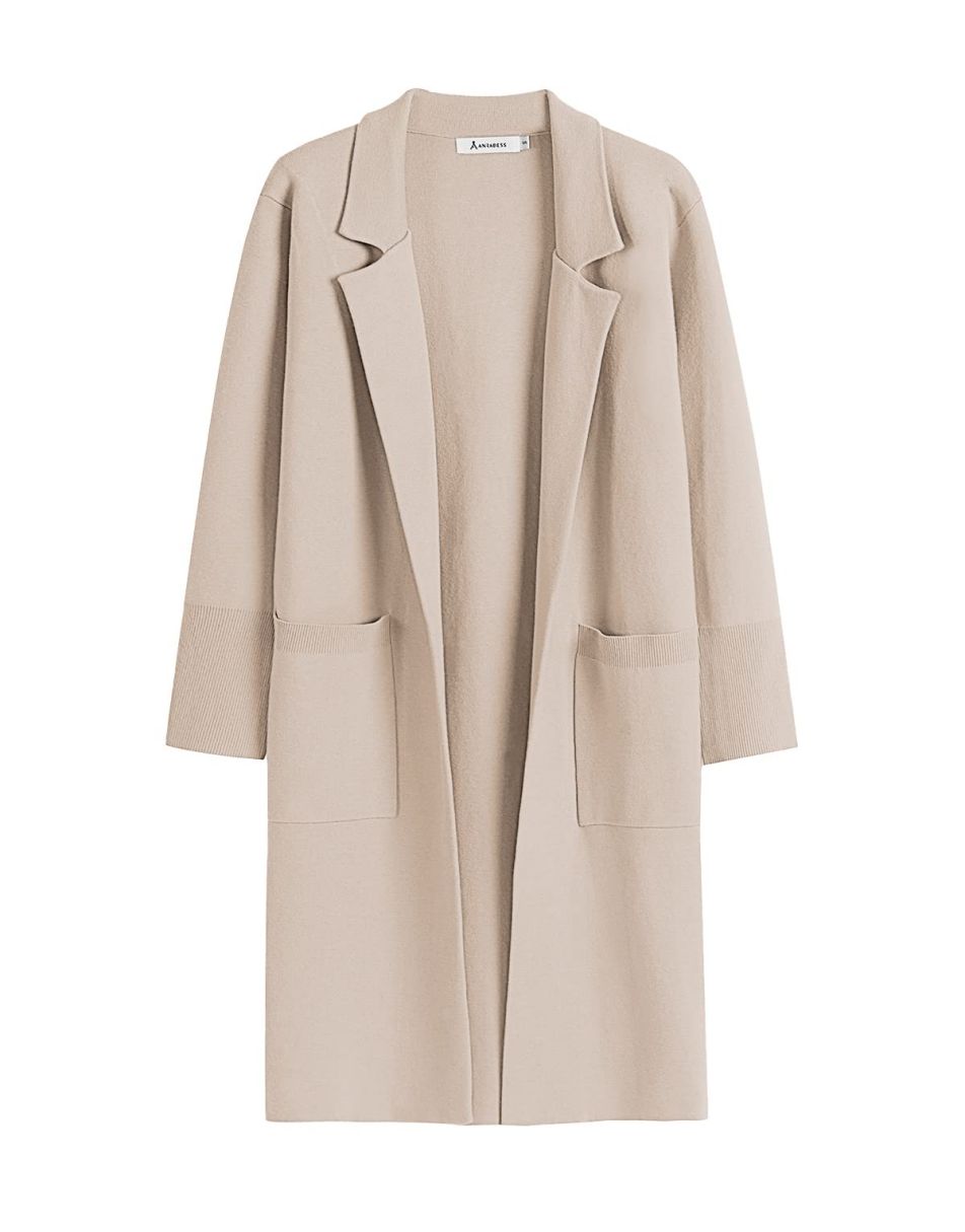 ANRABESS Cardigan for Women Oversized Open Front Sweater Coat Long Sleeve Lapel Blazer Jacket Fall Outwear Coatigan