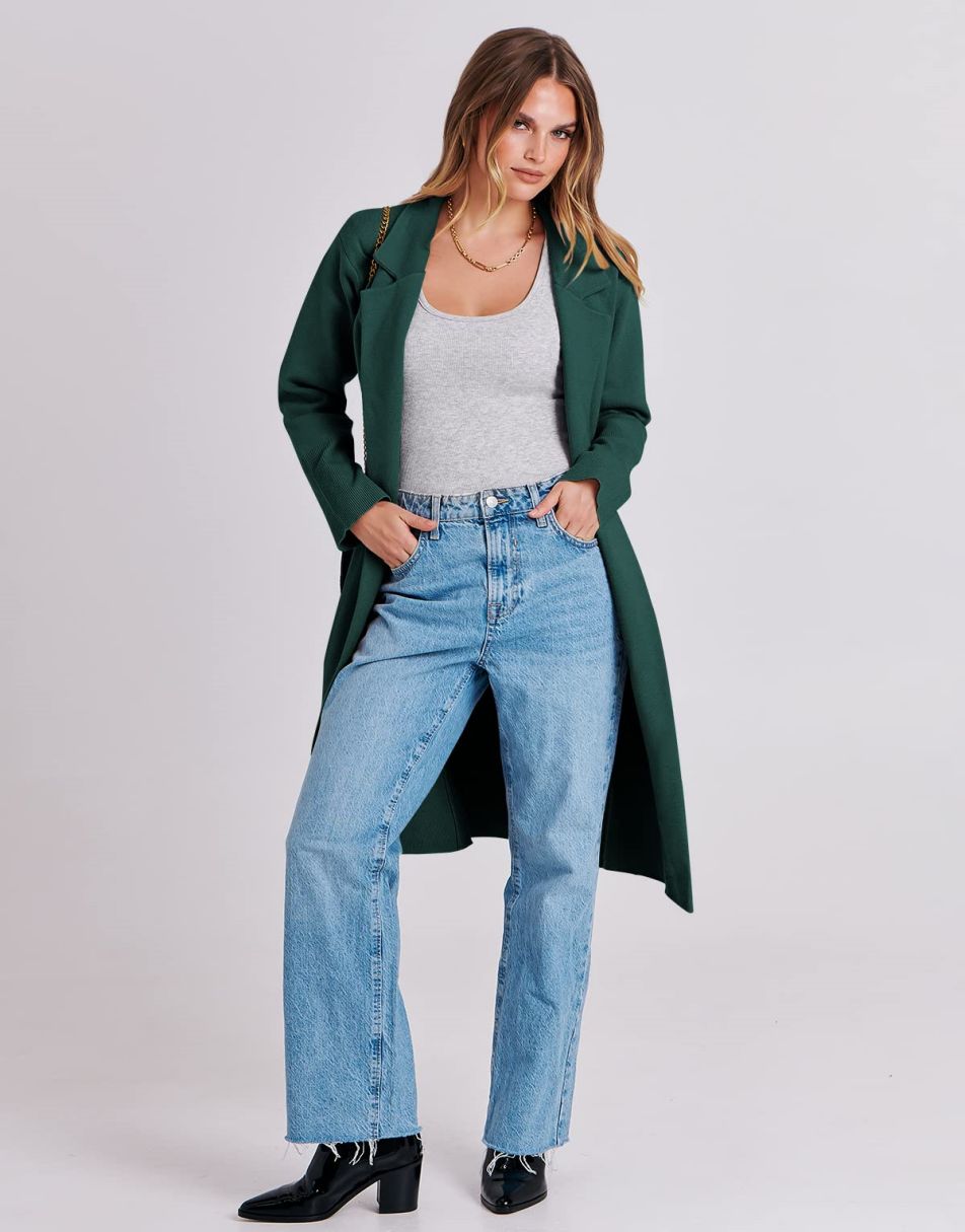 ANRABESS Cardigan for Women Oversized Open Front Sweater Coat Long Sleeve Lapel Blazer Jacket Fall Outwear Coatigan