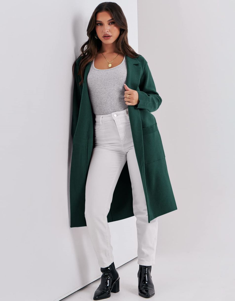 ANRABESS Cardigan for Women Oversized Open Front Sweater Coat Long Sleeve Lapel Blazer Jacket Fall Outwear Coatigan