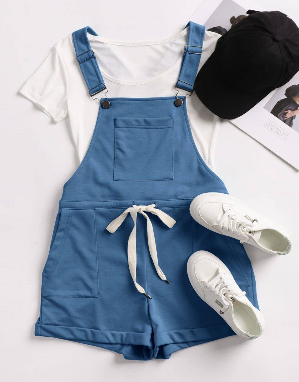 ANRABESS Casual Straps Short Bib Overalls Basic  Drawstring Romper Jumpsuits
