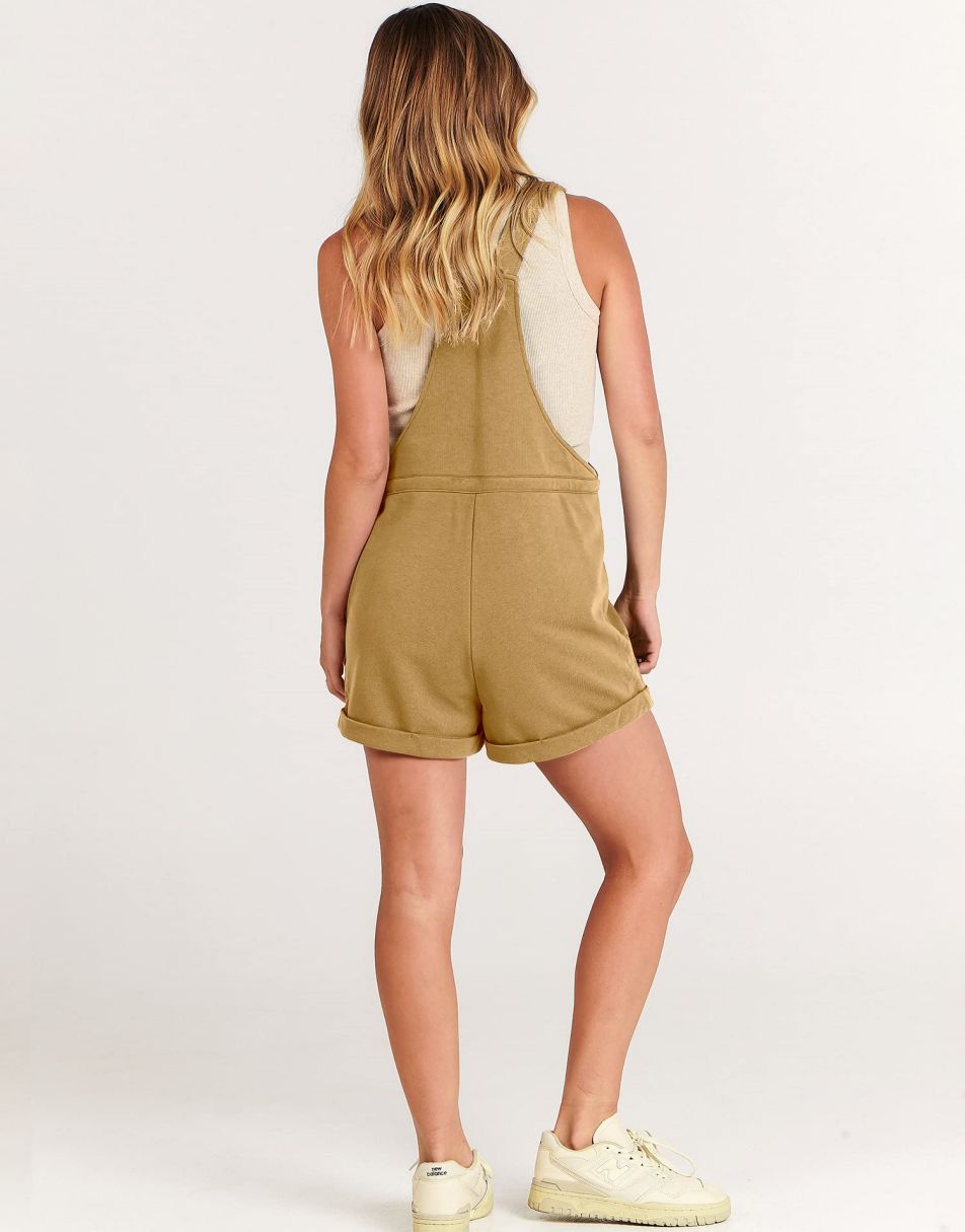 ANRABESS Casual Straps Short Bib Overalls Basic  Drawstring Romper Jumpsuits