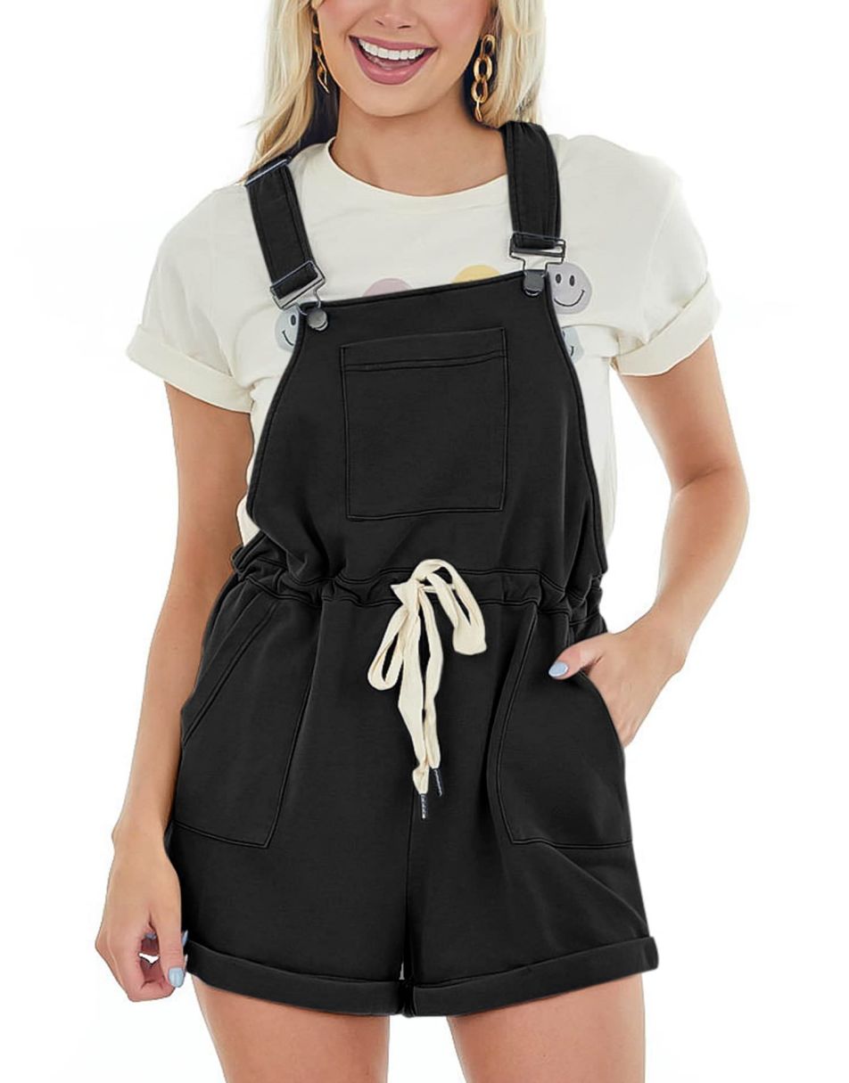 ANRABESS Casual Straps Short Bib Overalls Basic  Drawstring Romper Jumpsuits