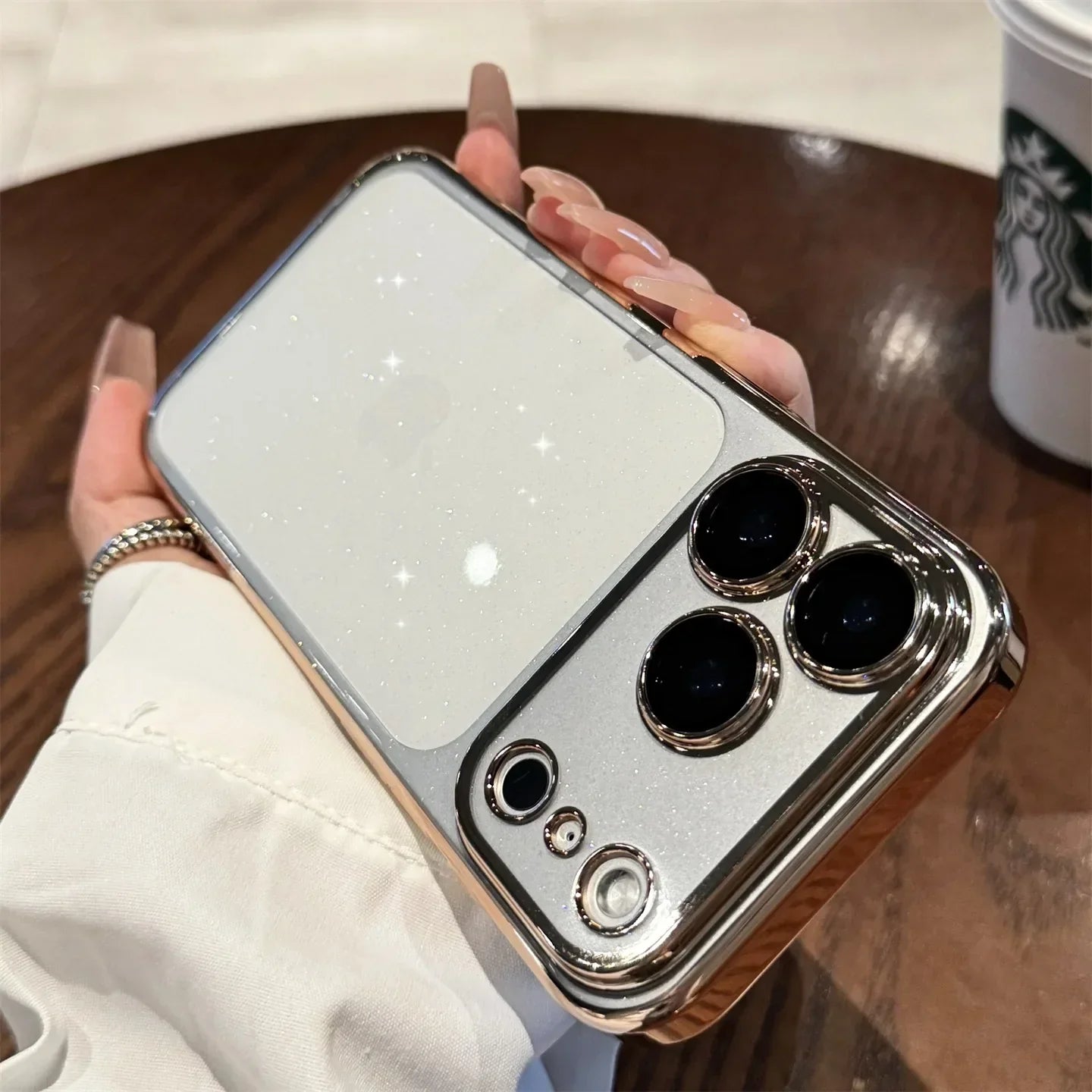 Luxury Glitter Hard Plating Clear Case for iPhone 14 15 16 17
