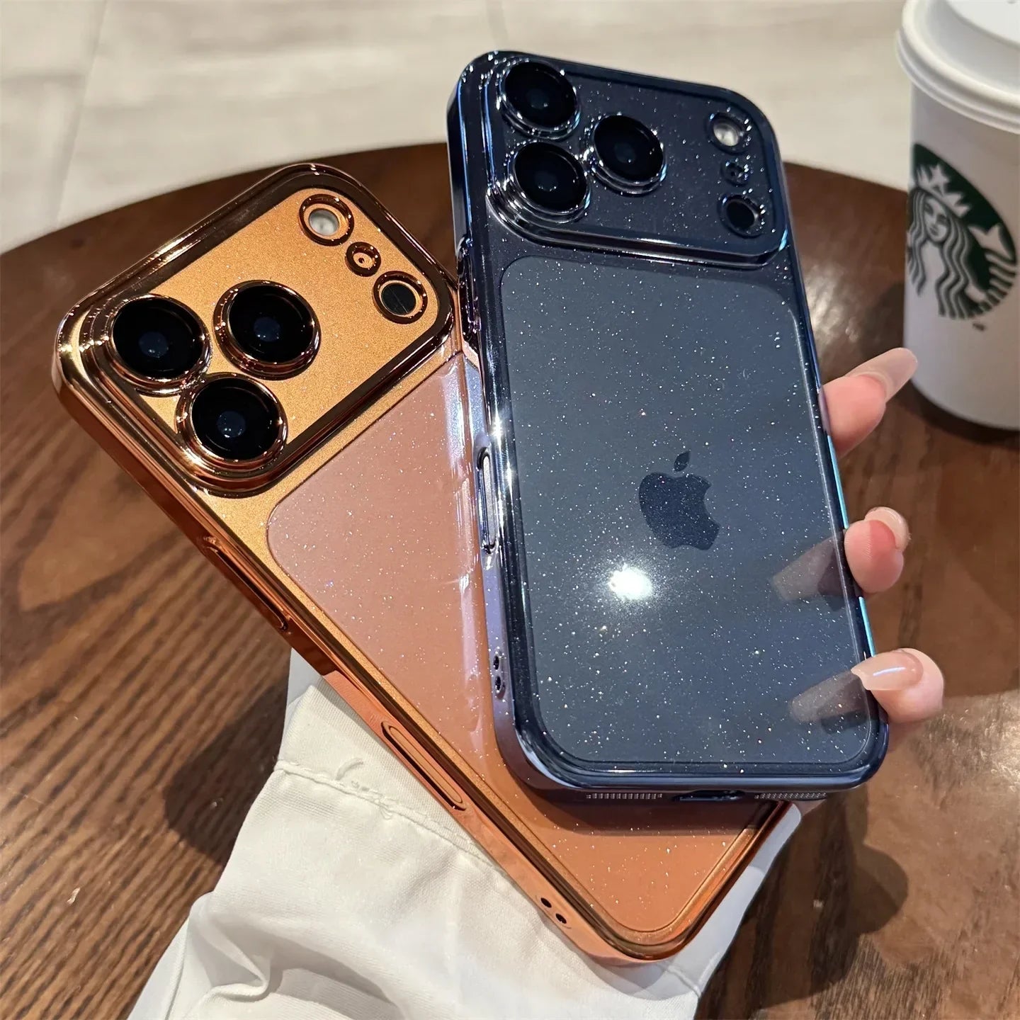 Luxury Glitter Hard Plating Clear Case for iPhone 14 15 16 17