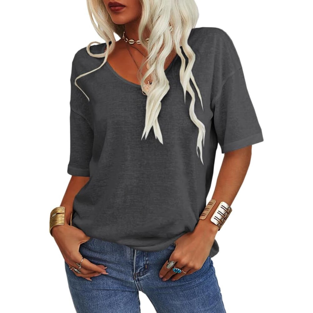 Women's Solid Color V-Neck T-shirt [On Sale & Quick Ship!]