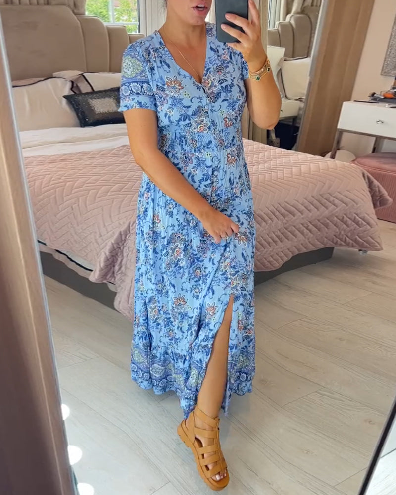 (💃Hot Sale - 45% OFF🔥)Floral print v-neck dress